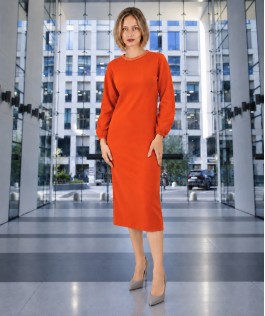 Rochie dreaptă vermilion din lână